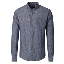 Charger l'image dans la galerie, CASA MODA CHEMISE LIN COL MAO Marine chiné