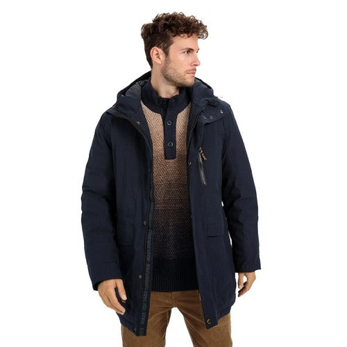 Parka Femme Camel Active Bleu Marine Avec Capuche - Taille EU 42/UK 14 - Neuf Avec étiquettes - Mi-long, Doublure Polaire