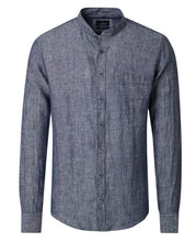 Charger l'image dans la galerie, CASA MODA CHEMISE LIN COL MAO Marine chiné