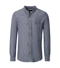 Charger l'image dans la galerie, CASA MODA CHEMISE LIN COL MAO Bleu Chiné