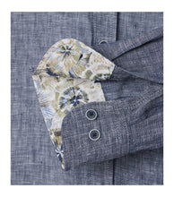 Charger l'image dans la galerie, CASA MODA CHEMISE LIN COL MAO Bleu Chiné