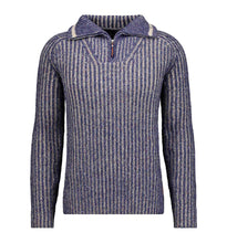 Charger l&#39;image dans la galerie, RAGMAN PULL rayé COL CHEMINE  GRANDE LONGUEUR Marine
