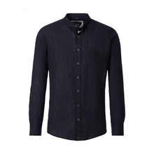 Charger l&#39;image dans la galerie, CASA MODA CHEMISE LIN COL MAO Noir
