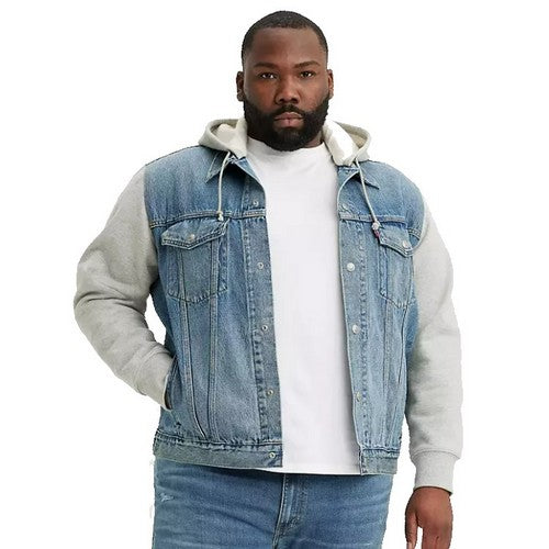 LEVIS VESTE JEAN'S BIG HYBRIDE HOODY TRUCKER Bleu/Gris