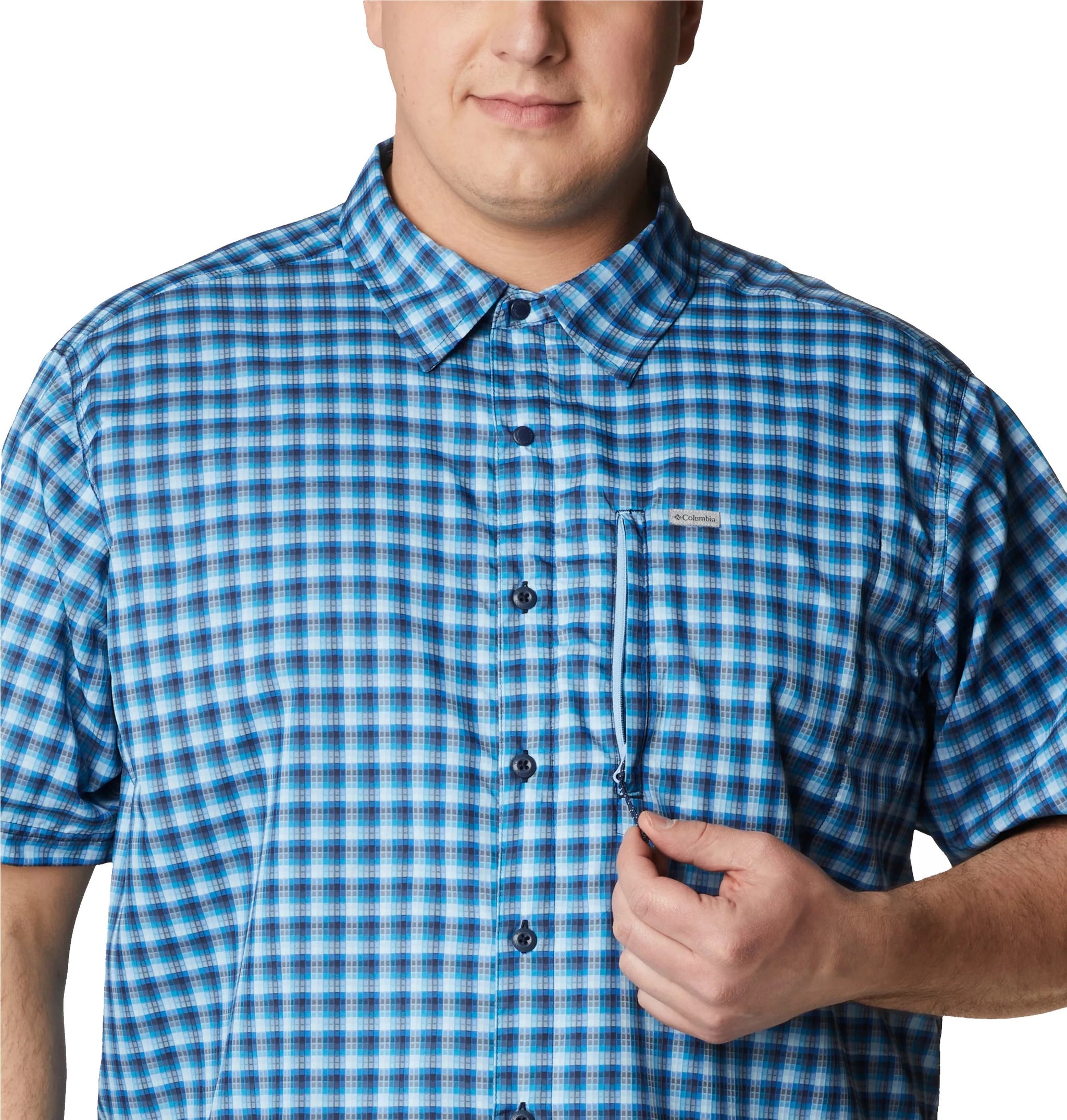 Chemise Columbia Homme Bleu à Carreaux - Manches Longues, Poche Zippée - Taille L