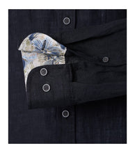 Charger l&#39;image dans la galerie, CASA MODA CHEMISE LIN COL MAO Noir
