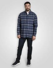 Charger l&#39;image dans la galerie, DUKE CHEMISE GRANDE LONGUEUR A CARREAUX Bleu
