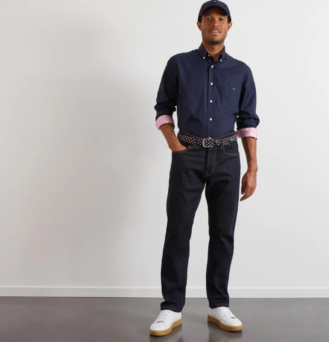 Chemise Eden Park à Carreaux Vichy Bleu Marine - Manches Longues - Taille XL - Occasion Très Bon état